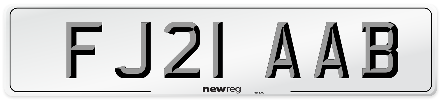 FJ21 AAB Number Plate from New Reg